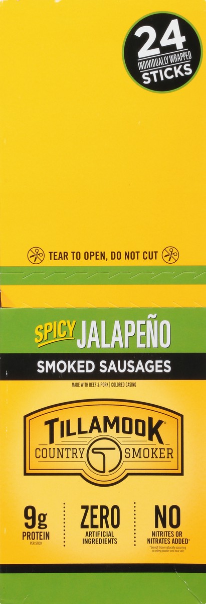 slide 2 of 13, Tillamook Country Smoker 24 Sticks Spicy Jalapeno Smoked Sausages 24 ea, 24 ct