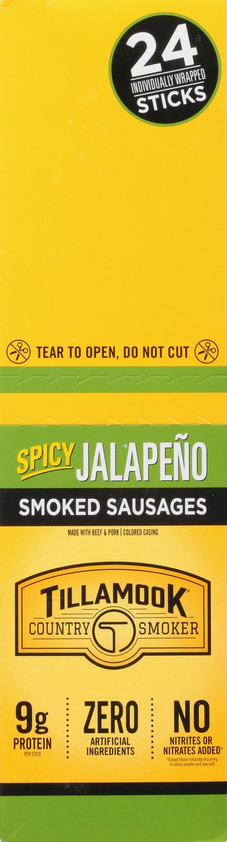 slide 4 of 13, Tillamook Country Smoker 24 Sticks Spicy Jalapeno Smoked Sausages 24 ea, 24 ct