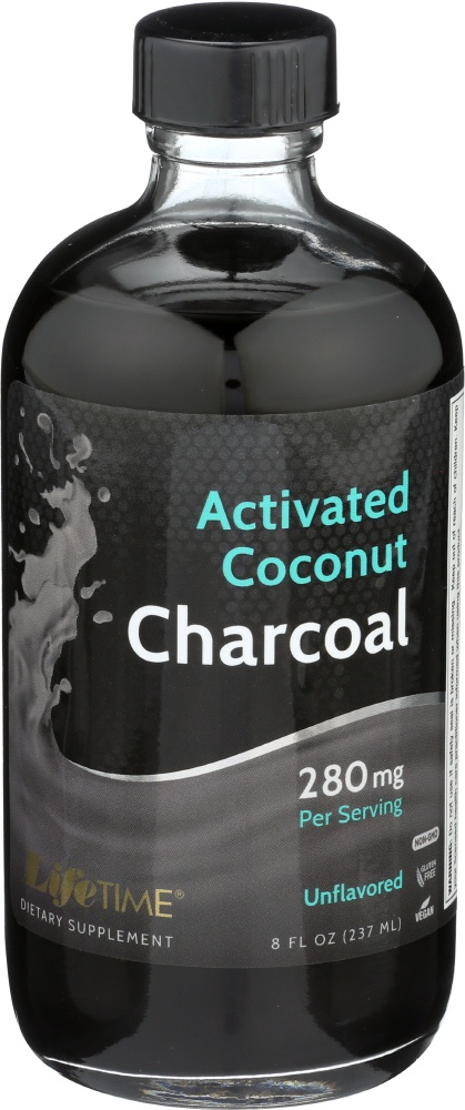 slide 1 of 1, Lifetime Activated Coconut Charcoal Unflavore, 8 fl oz