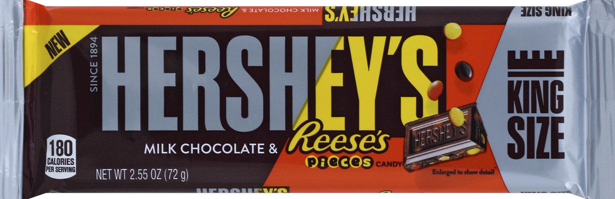 slide 3 of 6, Hershey's Milk Chocolate & Reese's Pieces King Size Bar, 2.55 oz