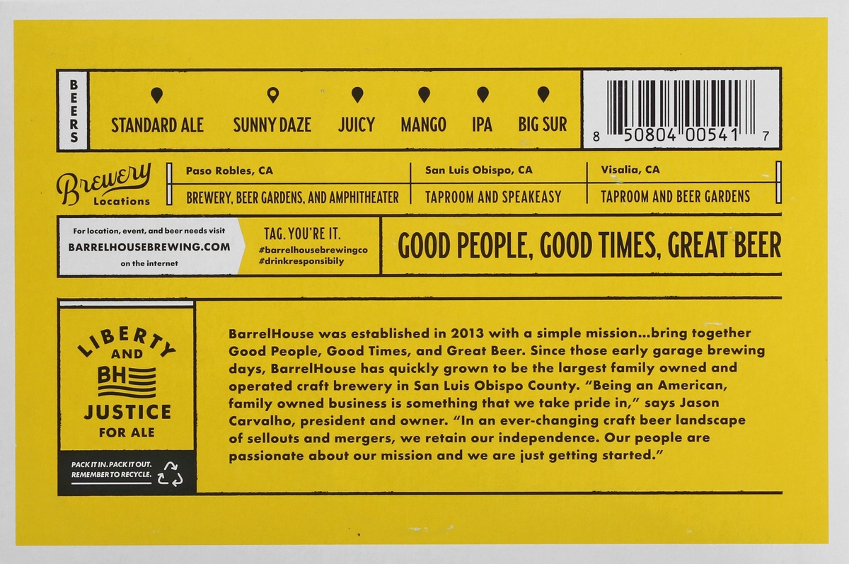 BarrelHouse Brewing Co. Barrelhouse Brewing Sunny Daze Blonde Ale 6 ct