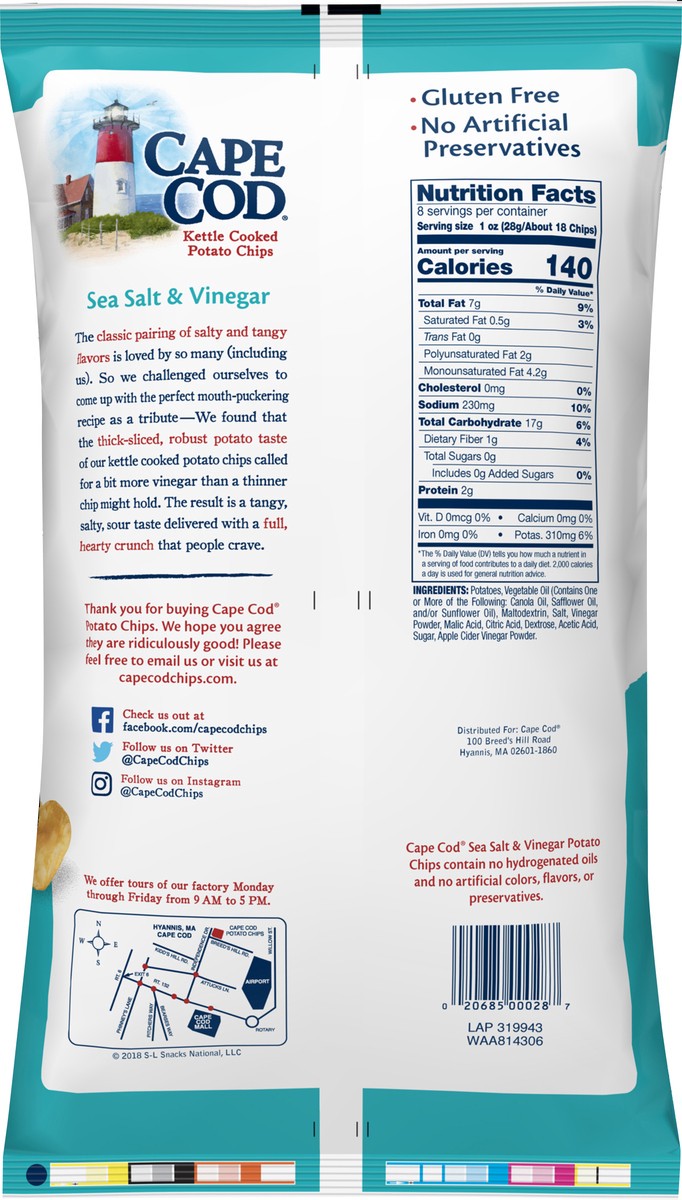 slide 5 of 5, Cape Cod Kettle Cooked Sea Salt & Vinegar Potato Chips 8 oz, 8 oz