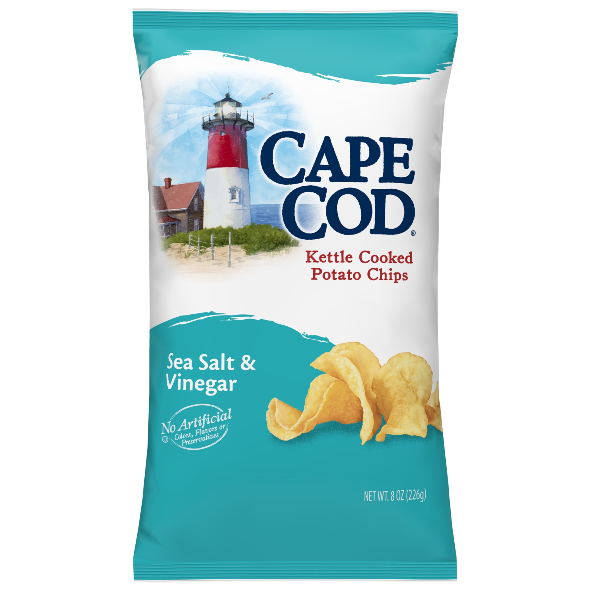 slide 1 of 5, Cape Cod Potato Chips, Sea Salt and Vinegar Kettle Cooked Chips, 8 Oz, 8 oz