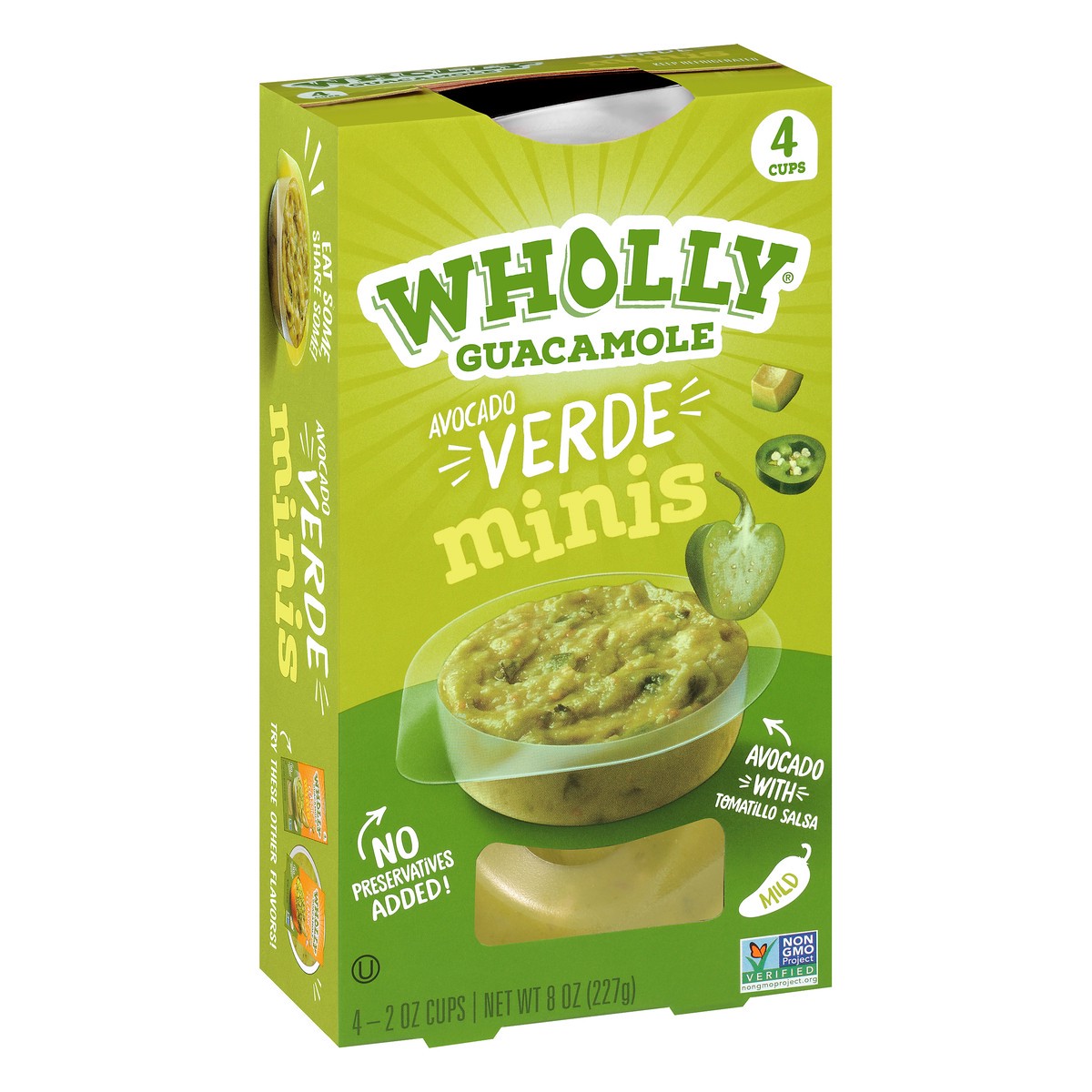 slide 7 of 10, Wholly Guacamole Avocado Verde Minis 4-2 oz. Cups, 4 ct; 8 oz