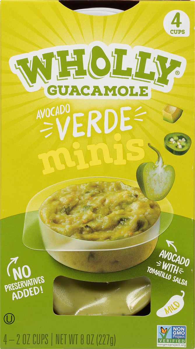 slide 1 of 10, Wholly Guacamole Avocado Verde Minis 4-2 oz. Cups, 4 ct; 8 oz