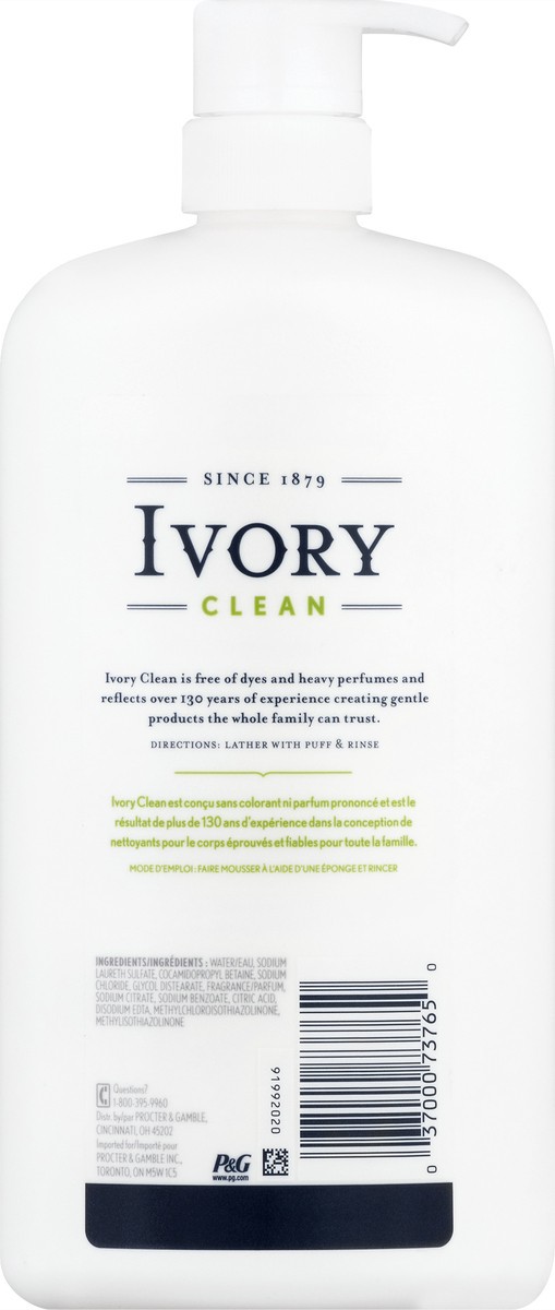 slide 6 of 9, Ivory Clean Value Size Aloe Scent Body Wash 887 ml, 887 ml