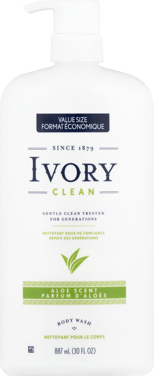 slide 2 of 9, Ivory Clean Value Size Aloe Scent Body Wash 887 ml, 887 ml