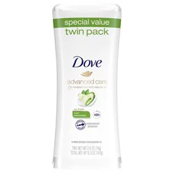 Dove Advanced Care Antiperspirant Deodorant Stick Cool Essentials, 2.6 oz, Twin Pack