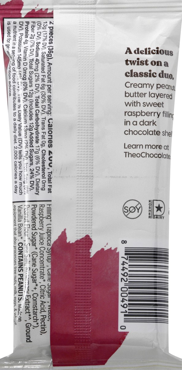 slide 2 of 9, Theo Organic 55% Dark Chocolate Peanut Butter & Jelly Cups 3 oz, 1.3 oz