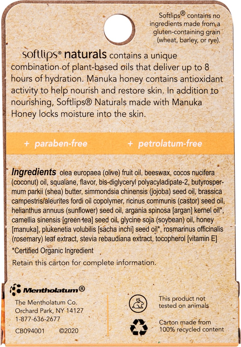 slide 2 of 7, Softlips Naturals Manuka Honey, 0.15 oz