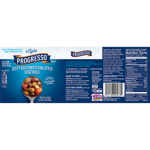 slide 2 of 5, Progresso Light Southwestern-Style Vegetable Soup, 18.5 oz