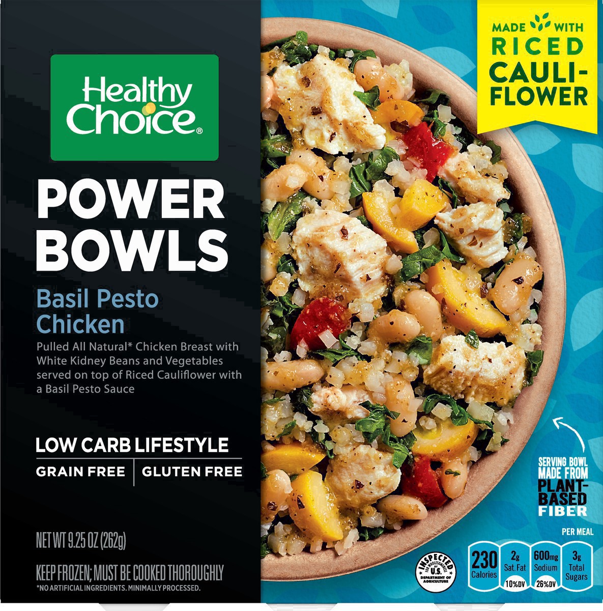 slide 18 of 32, Healthy Choice Gluten Free Frozen Power Bowl Basil Pesto Chicken with Riced Cauliflower - 9.25oz, 9.25 oz