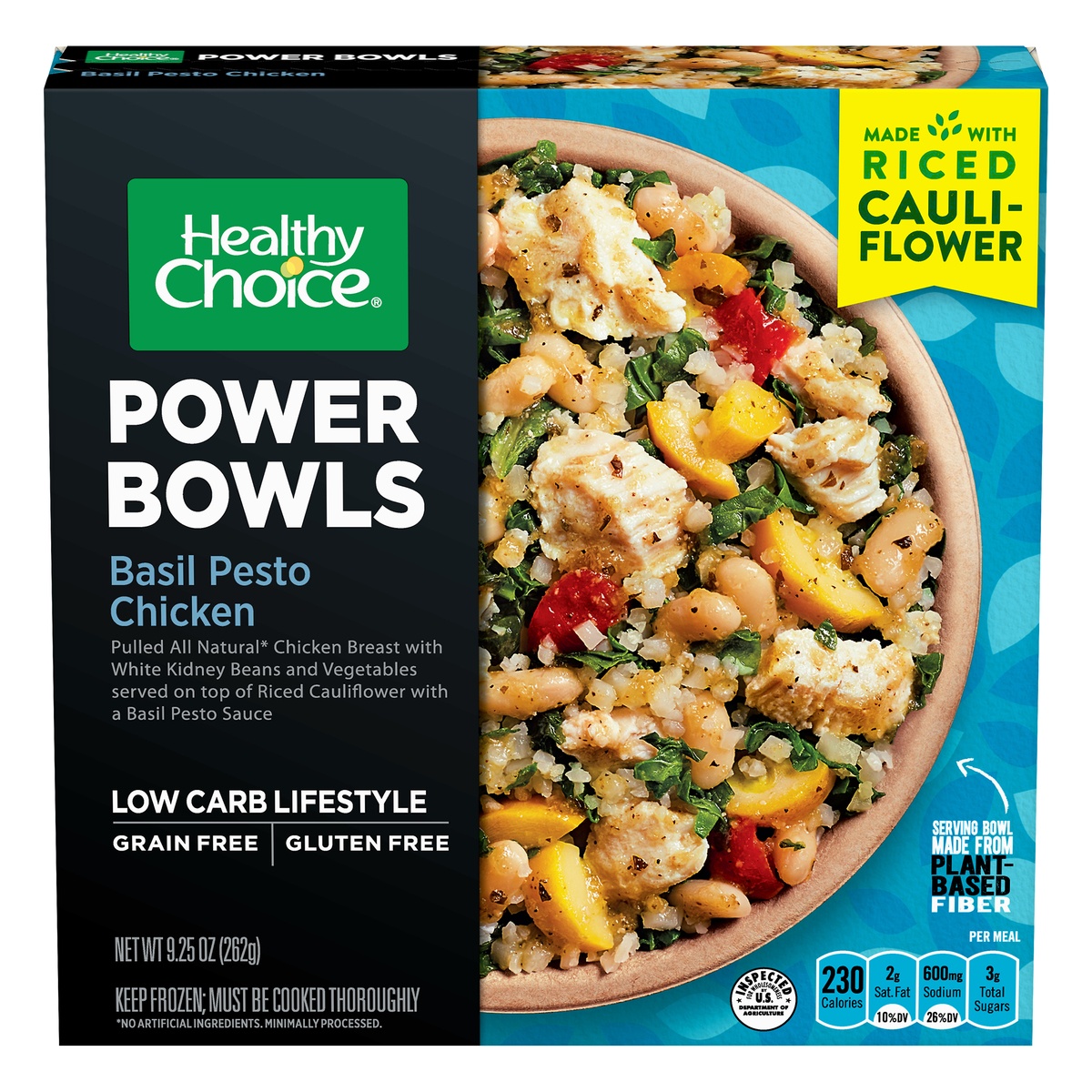 slide 1 of 32, Healthy Choice Gluten Free Frozen Power Bowl Basil Pesto Chicken with Riced Cauliflower - 9.25oz, 9.25 oz