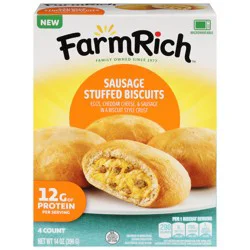 Farm Rich Sausage, Egg and Cheddar Cheese Stuffed Biscuits, Breakfast Snack, 14oz