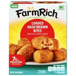 Farm Rich Loaded Hashbrown Bites, Breakfast Snack, 13.6oz