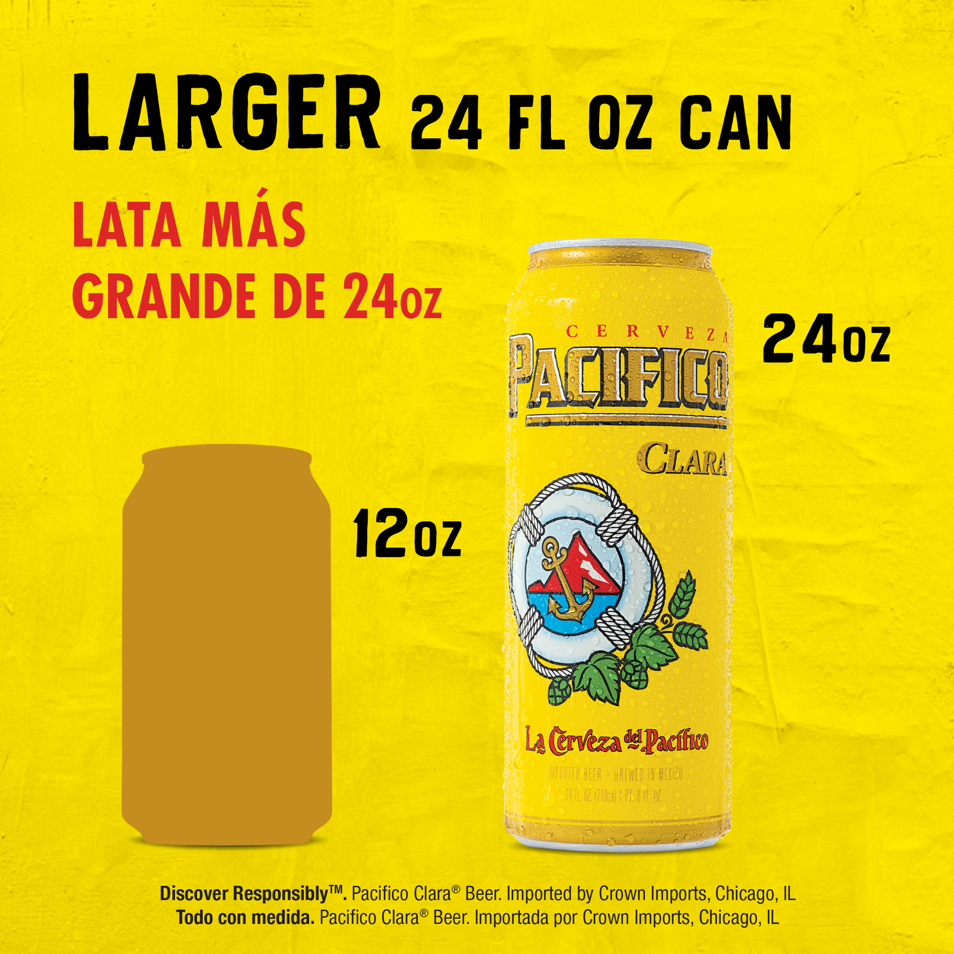 slide 5 of 8, Pacifico Clara Mexican Lager Beer, 24 fl oz Can, 4.4% ABV, 24 fl oz
