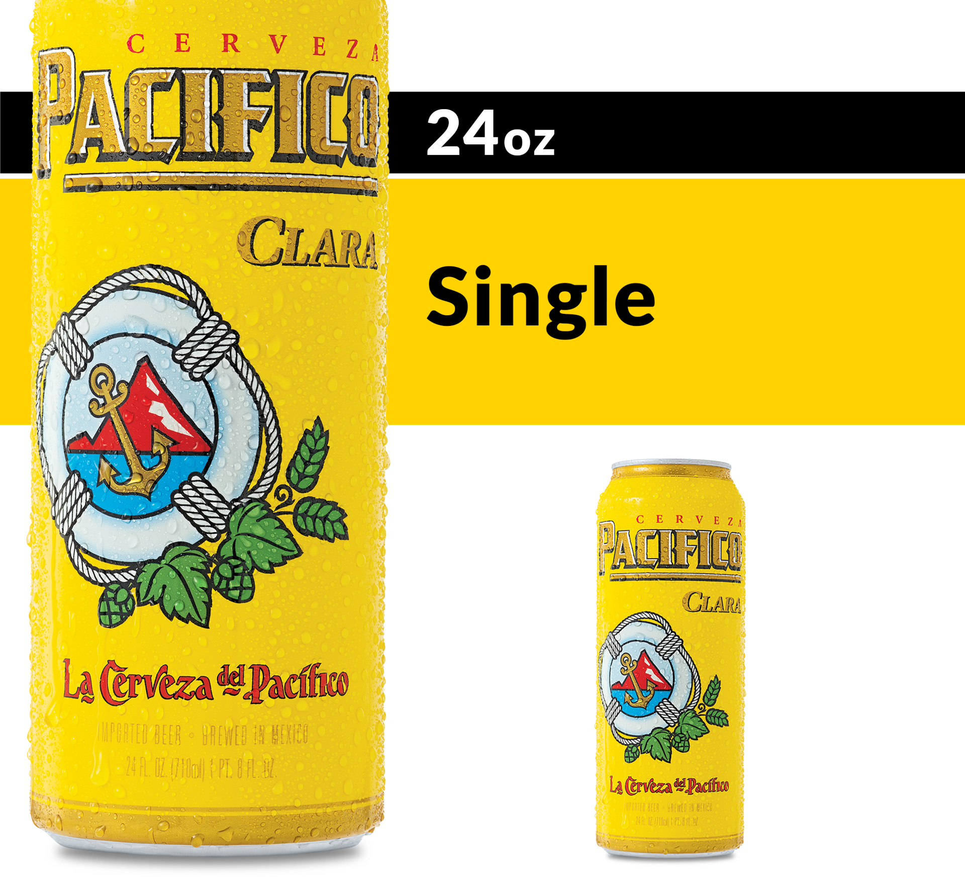 slide 8 of 8, Pacifico Clara Mexican Lager Beer, 24 fl oz Can, 4.4% ABV, 24 fl oz