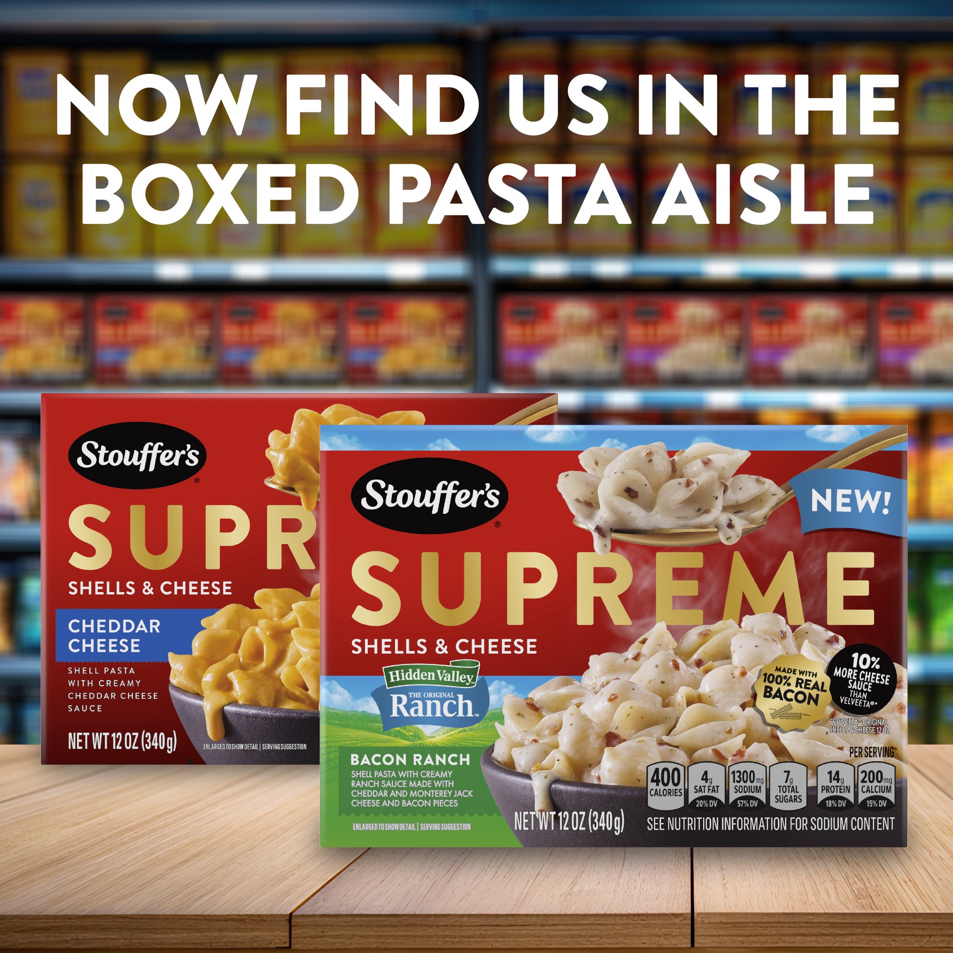 slide 3 of 7, Stouffer's Supreme Hidden Valley, Bacon Ranch Shells and Cheese, Stovetop Mac and Cheese, 12 oz