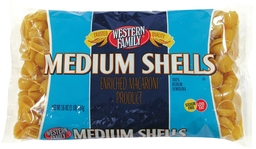 slide 1 of 1, Western Family Medium Shells Pasta, 16 oz