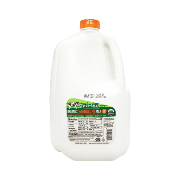 slide 1 of 1, Fresh Thyme Organic Milk 2% Gallon 4/128, 1 ct