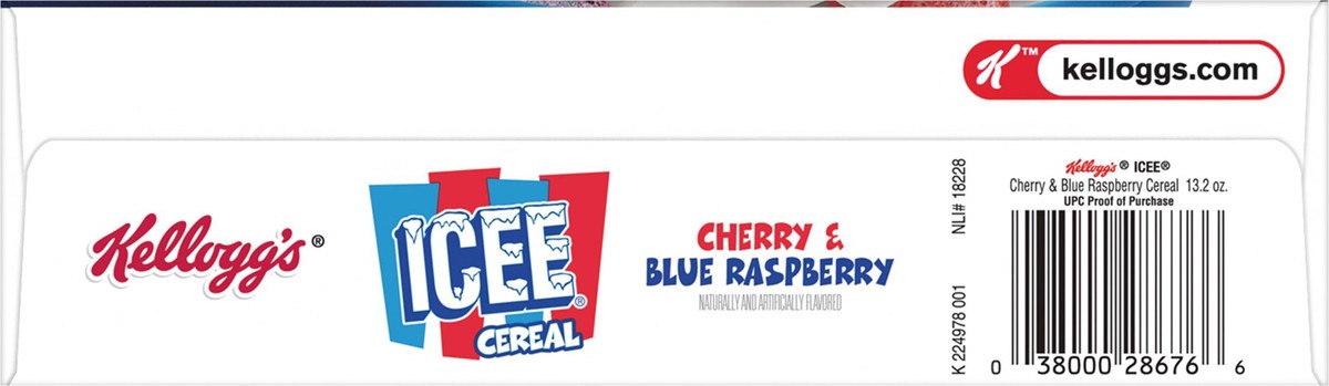 slide 7 of 9, ICEE Kellogg's ICEE Cold Breakfast Cereal, 8 Vitamins and Minerals, Kids Snacks, Family Size, Cherry and Blue Raspberry, 13.2oz Box, 1 Box, 13.2 oz