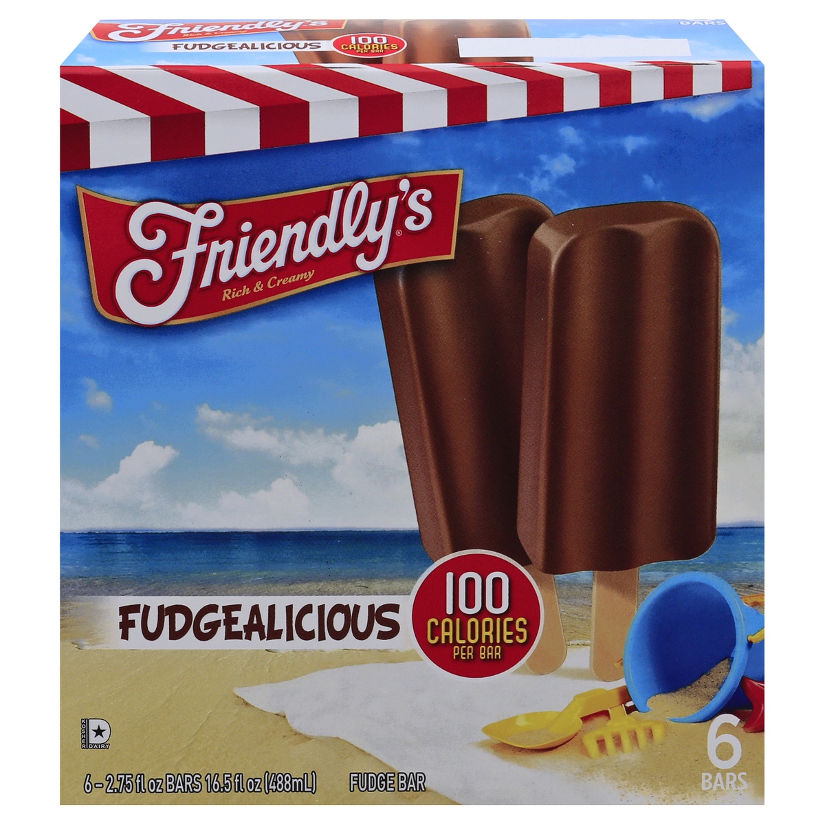 slide 1 of 1, Friendly's Fudge-a-licious Fudge Bar, 6 ct; 2.75 fl oz
