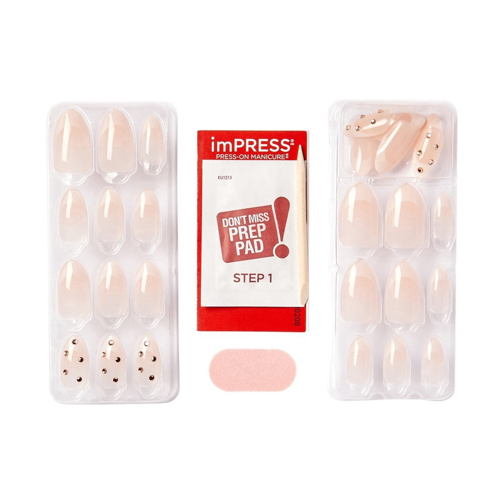 slide 7 of 7, imPRESS KISS TOM BACHIK x imPRESS Medium Almond Press-On Nails, Neutral, 30 Pieces, 1 ct