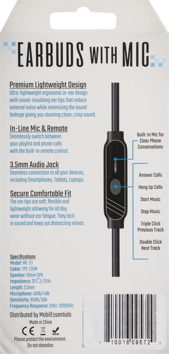 slide 7 of 9, Infinitek 3.5 Millimeter 4 Feet Earbuds with Mic 1 ea, 1 ct