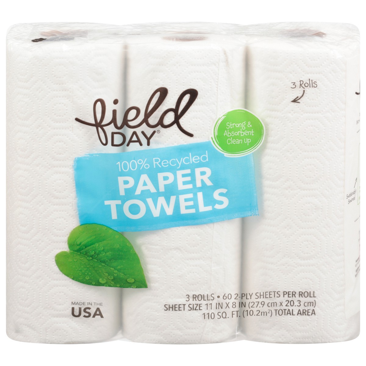 slide 2 of 11, Field Day 100% Recycled 2-Ply Paper Towels 3 ea, 3 ct