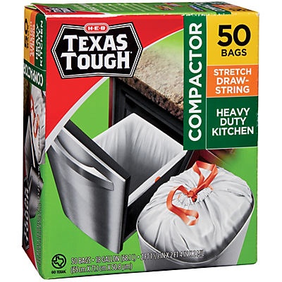 H-E-B Texas Tough Stretch Drawstring 18 Gallon Compactor Trash