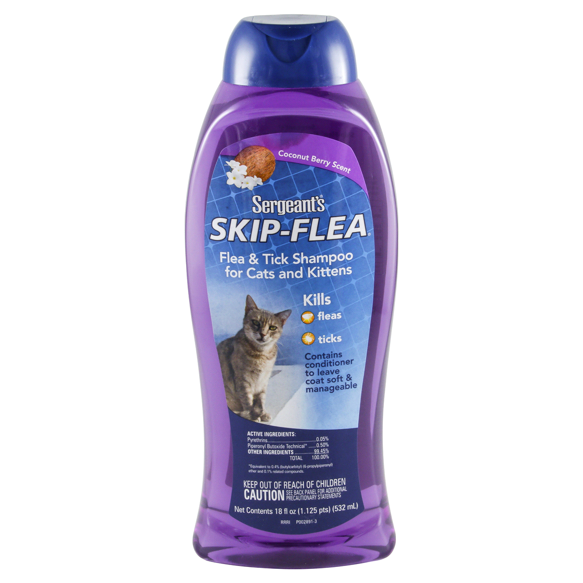 slide 1 of 2, Sergeant's Skip-Flea Flea and Tick Coconut Berry Shampoo For Cats and Kittens, 18 fl oz