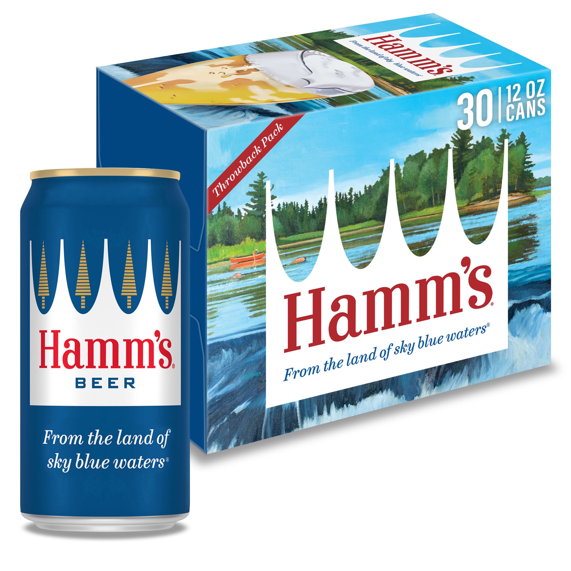 slide 1 of 21, Hamm's American-Style Lager Light Beer, 30 Pack, 12 fl oz Cans, 4.7% ABV, 1 ct