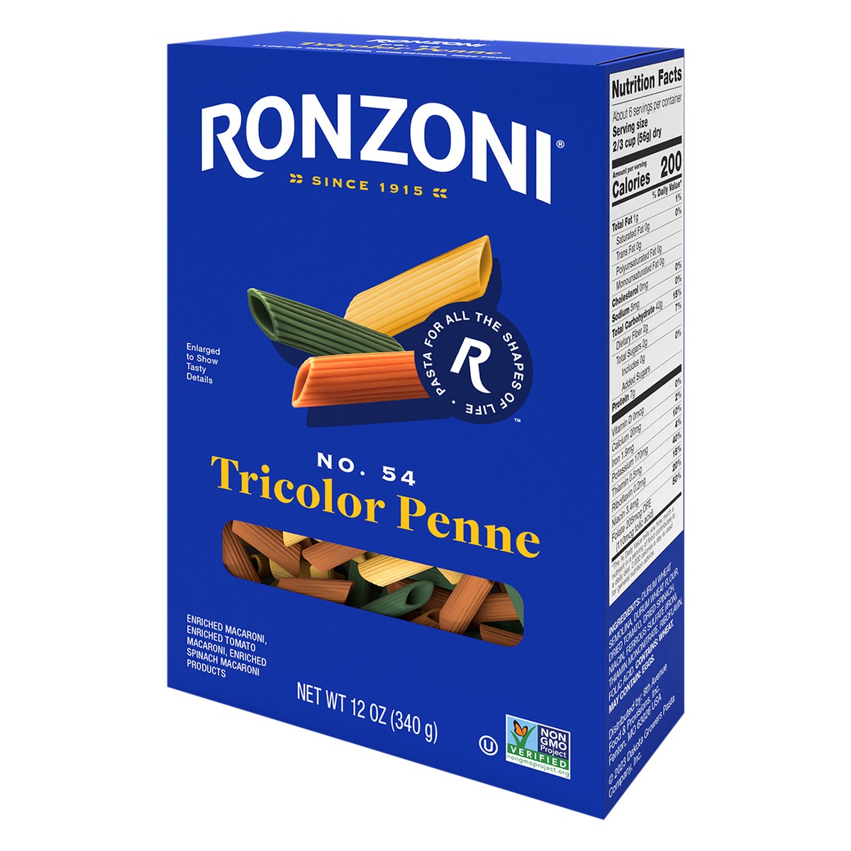 slide 4 of 9, Ronzoni Tricolor Penne, 12 oz