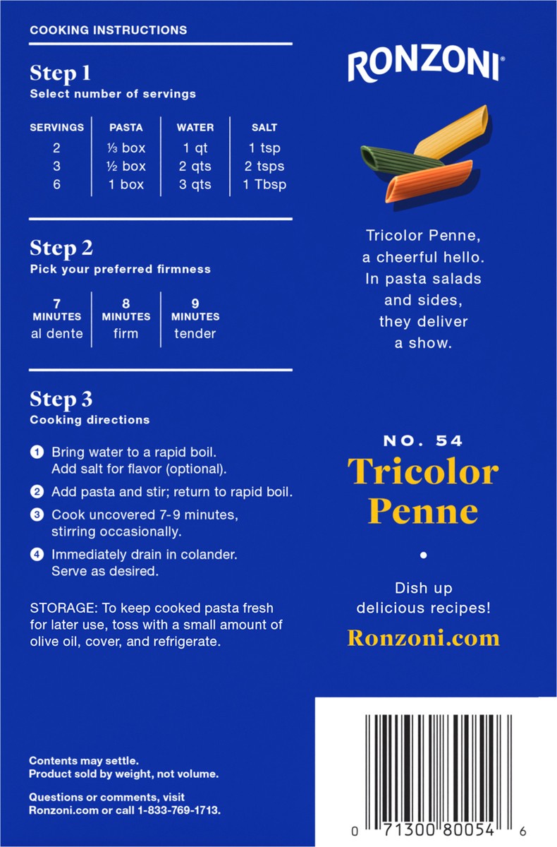 slide 3 of 9, Ronzoni Tricolor Penne, 12 oz