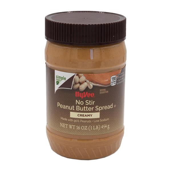 slide 1 of 1, Hy-vee Creamy Natural No Stir Peanut Butter, 16 oz