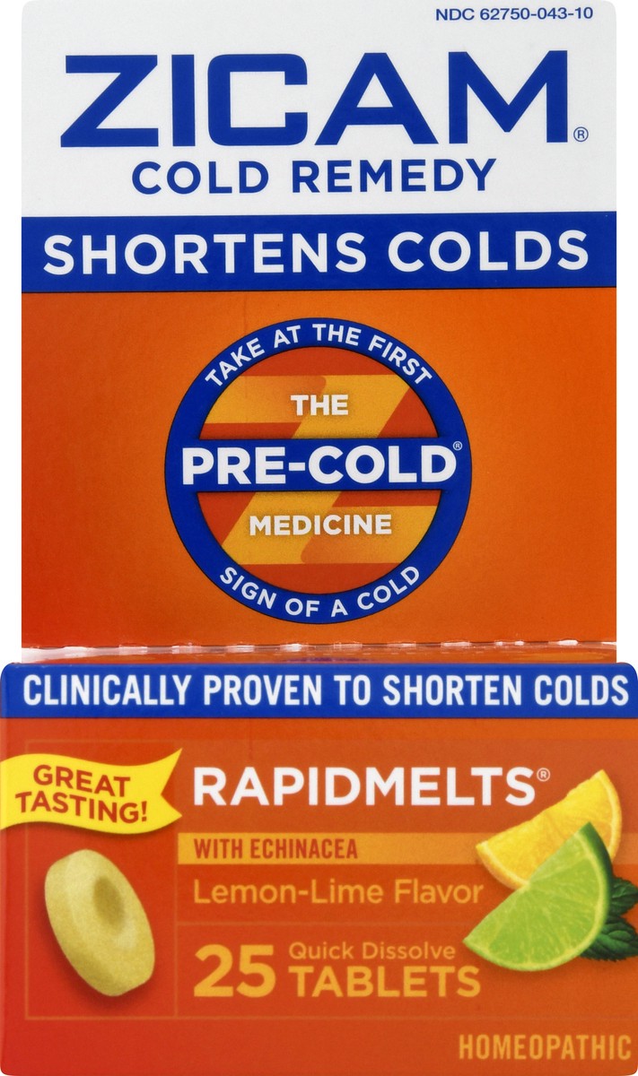 slide 3 of 9, Zicam Cold Remedy Zinc Rapidmelts, Lemon Lime Flavor, with Echinacea, Homeopathic, Cold Shortening Medicine, Shortens Cold Duration, Sugar-Free, Dye-Free, 18 Count, 25 ct