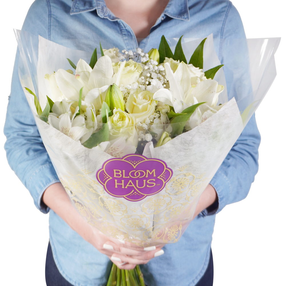 slide 2 of 2, Bloom Haus 12 Plus Rose Bouquet - White, 18 x 19 stems