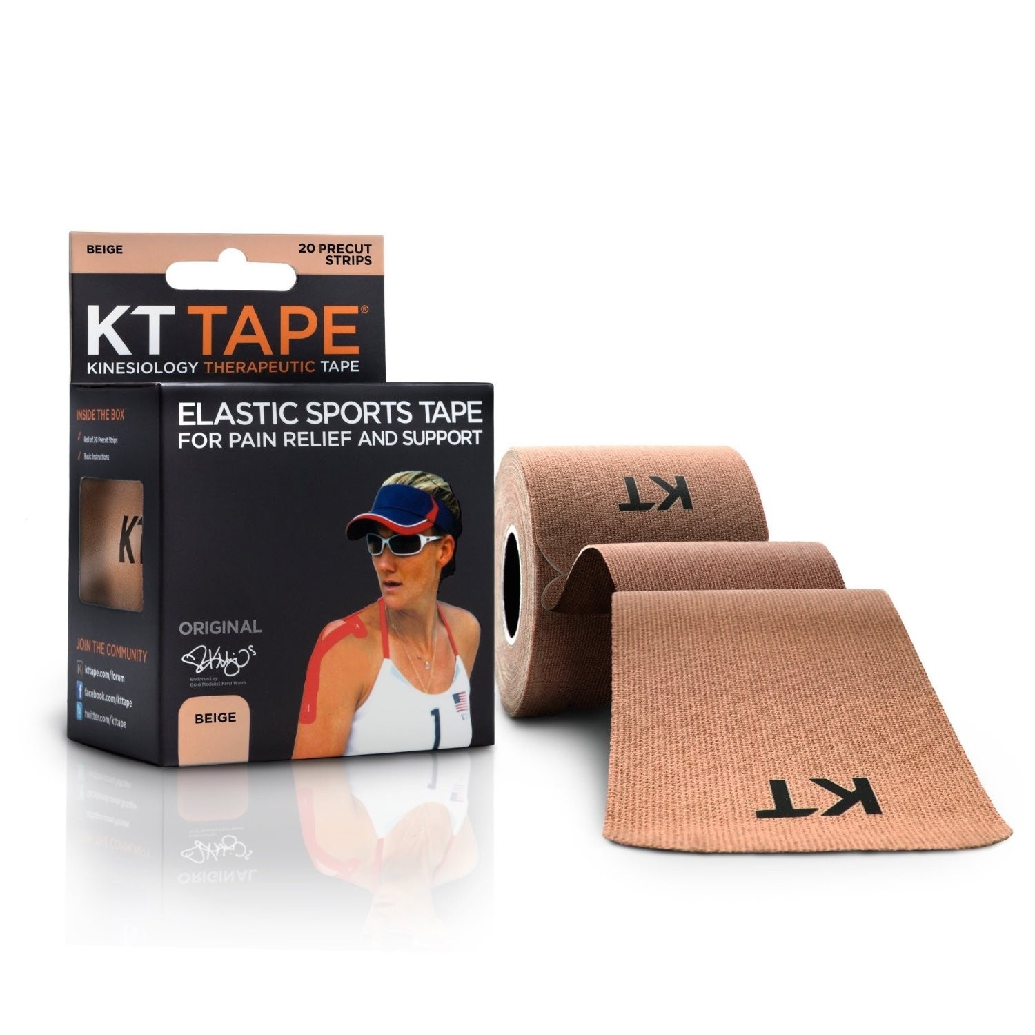 slide 1 of 1, Kt Tape Cotton Beige, 20 ct