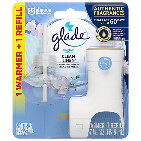 slide 1 of 1, Glade Plugins Clean Linen Scented Oil Air Freshener Refill - 1.34 Oz, 1.34 oz