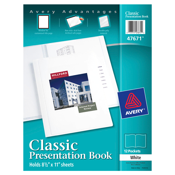 slide 1 of 1, Avery Classic 12 Pocket Presentation Book, 1 ct
