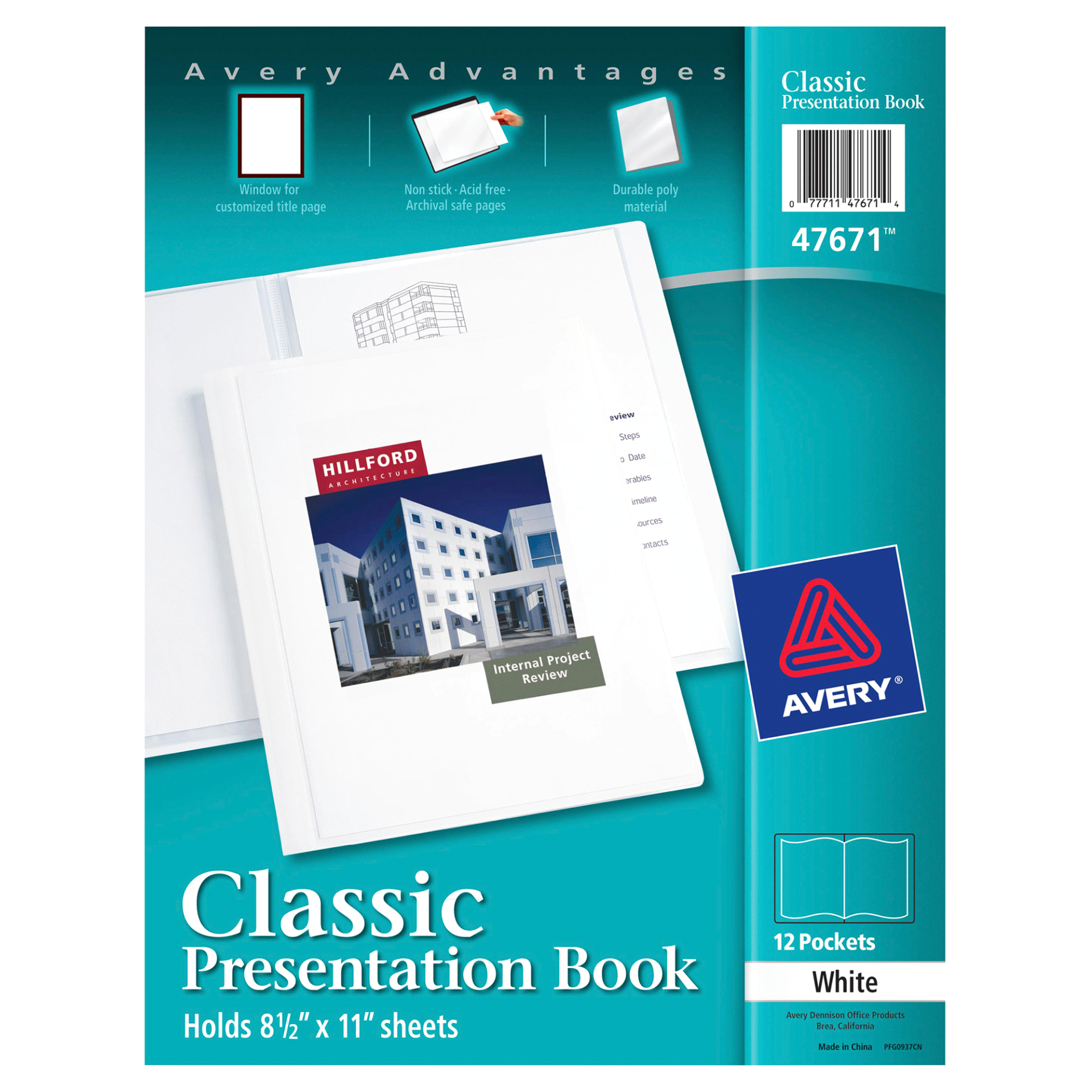 slide 1 of 1, Avery Presentation Book, Classic, White, 1 ct