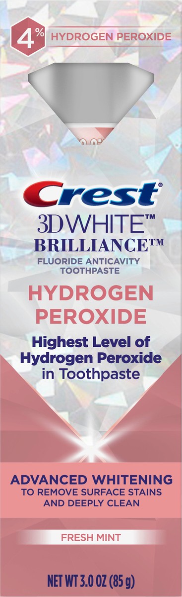 slide 2 of 2, Crest 3D White Brilliance Hydrogen Peroxide Toothpaste with Fluoride, 3 oz