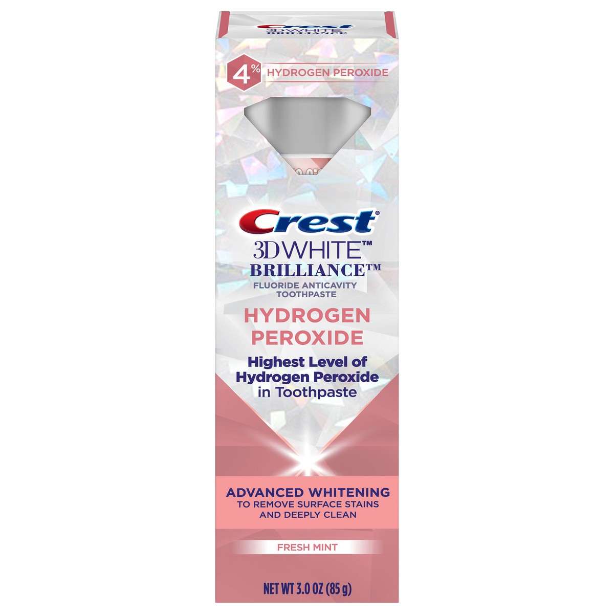 slide 1 of 2, Crest 3D White Brilliance Hydrogen Peroxide Toothpaste with Fluoride, 3 oz