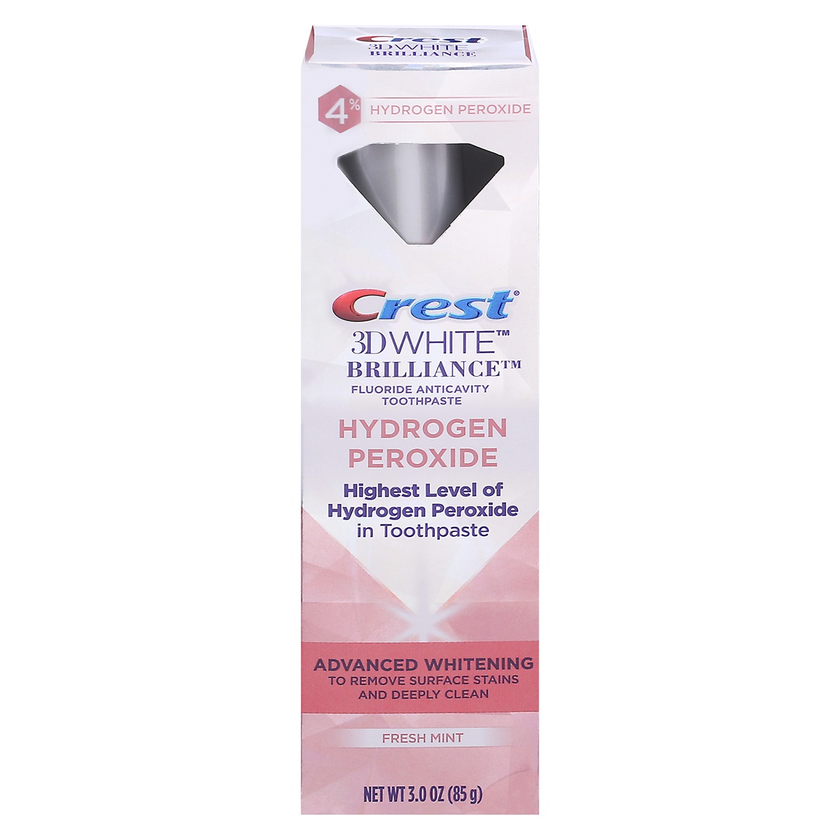 slide 1 of 1, Crest 3D White Brilliance Hydrogen Peroxide Advanced Whitening Fluoride Fresh Mint Toothpaste 3.0 oz, 3 oz