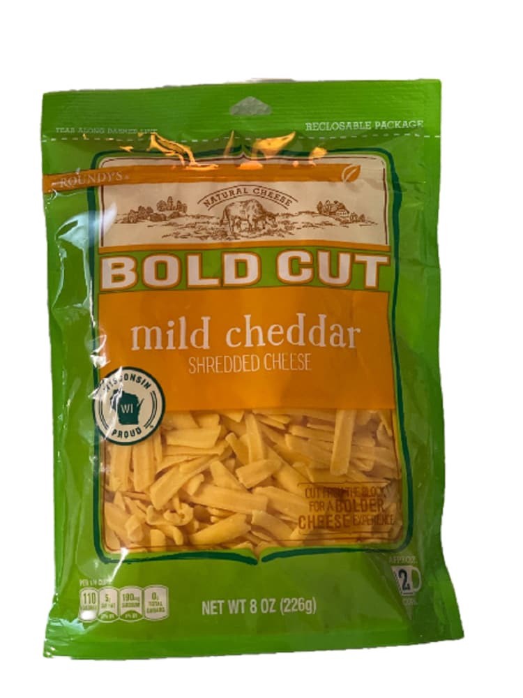 slide 2 of 2, Roundy's Roundys Bold Cut Mild Cheddar Shredded Cheese, 8 oz