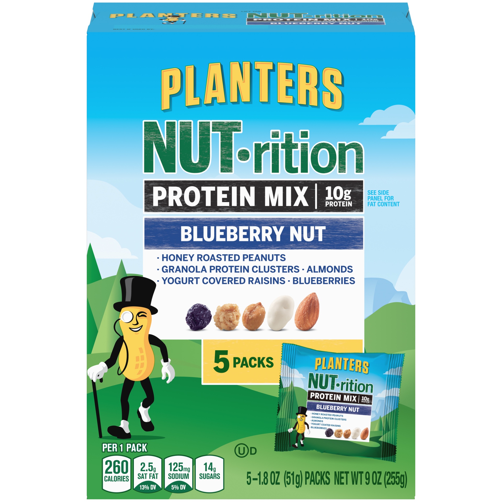 slide 1 of 6, Planters NUT-rition Blueberry Nut Protein Mix 9 oz Box, 5 ct; 1.8 oz