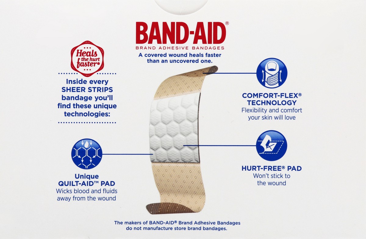 slide 4 of 6, BAND-AID Sheer Strips Adhesive Bandages, All One Size, 100 ct, 100 ct