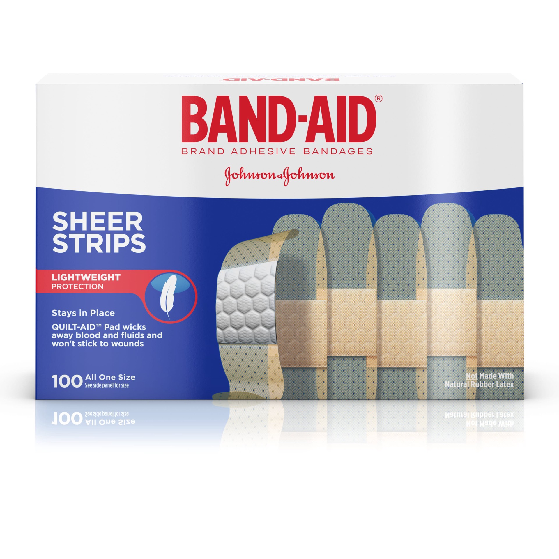 slide 1 of 6, BAND-AID Sheer Strips Adhesive Bandages, All One Size, 100 ct, 100 ct