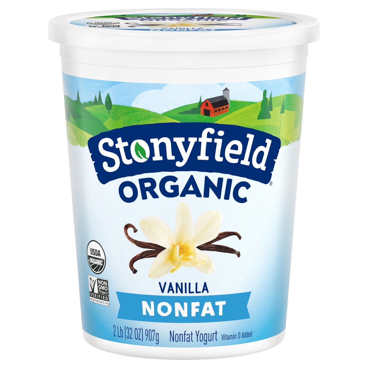 slide 1 of 2, Stonyfield Organic Nonfat Yogurt, Vanilla, 32 oz., 32 oz