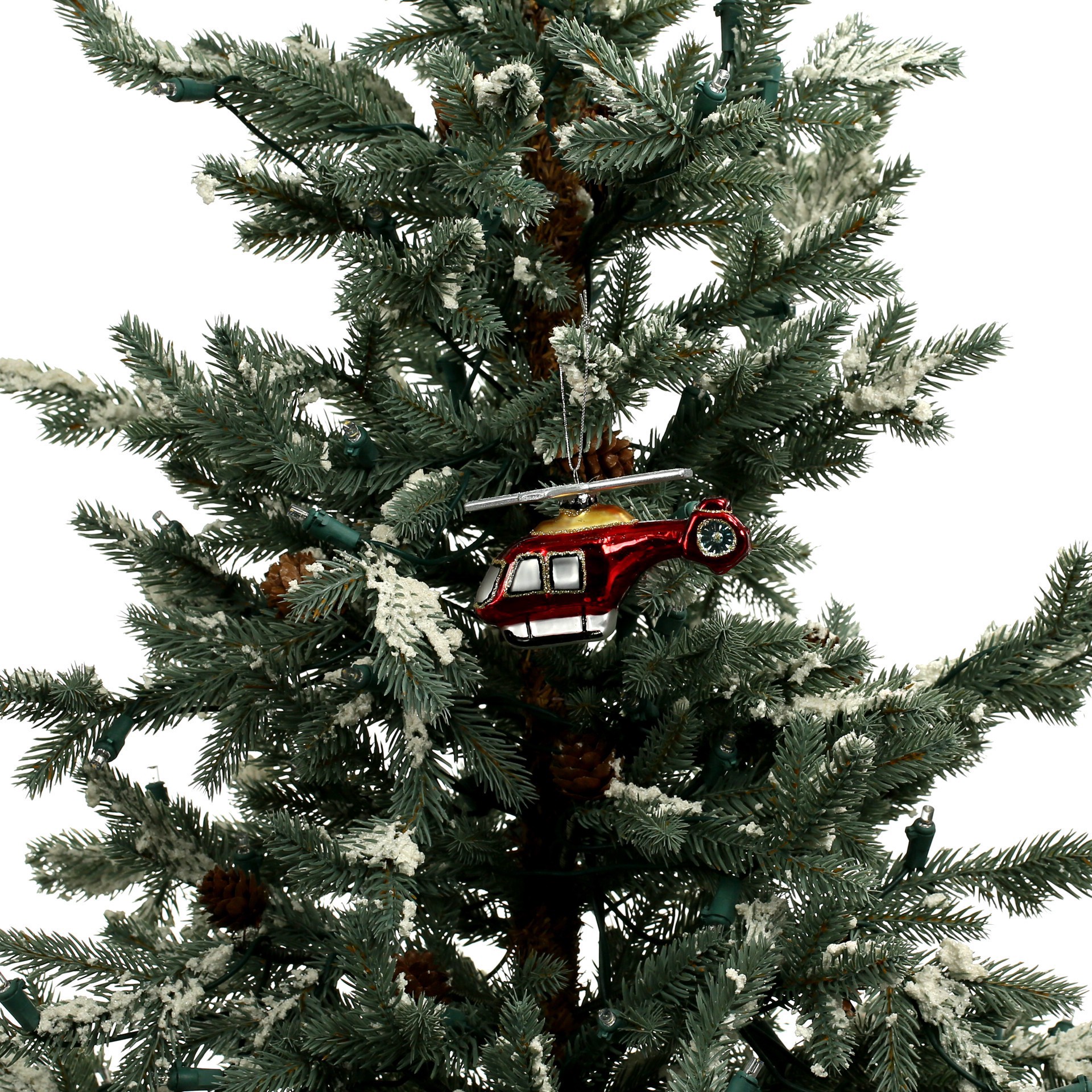 slide 3 of 3, 4" Red Helicopter Glass Ornament By Ashland, 4 in